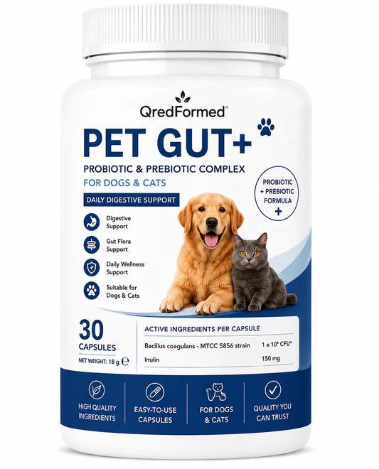 ZIMETER PET GUT+ - Probiotischer & Präbiotischer Komplex für Hunde & Katzen - 30 Kapseln