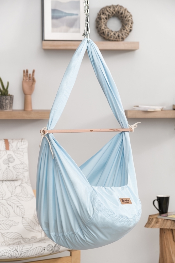 Teppichhome24 Baby Federwiege Komplett Set in blau