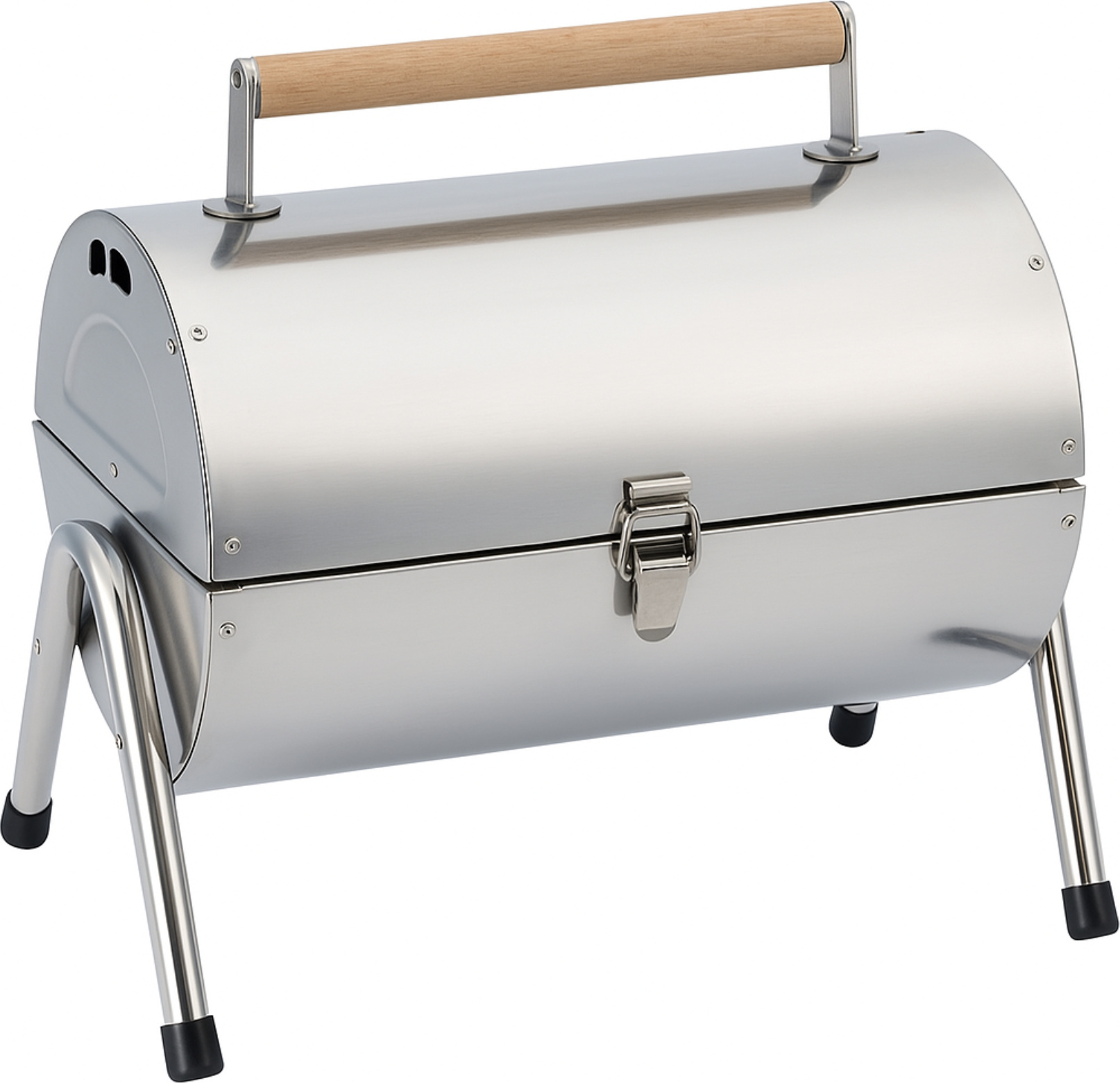 alpina Gril na drevené uhlie mini - Prenosný stolný gril s grilovacou doskou - Gril na drevené uhlie na záhradu a kempovanie - Kompaktný a ľahký gril - strieborný
