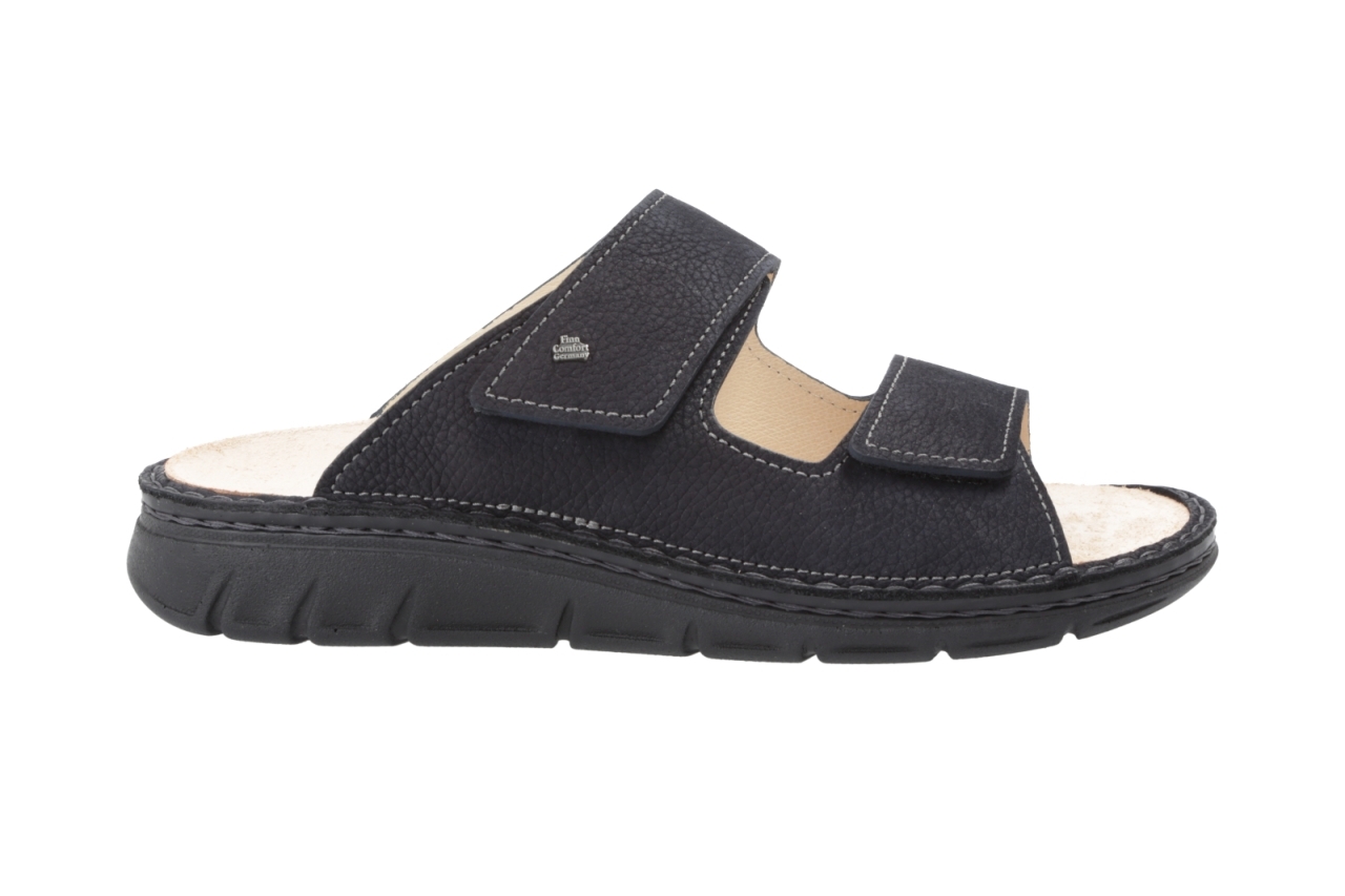 Finn Comfort Rab pánska obuv, pohodlná mula, modrá, kožená, NEW - pánske sandále / mula, modrá, kožená (nubukrona)