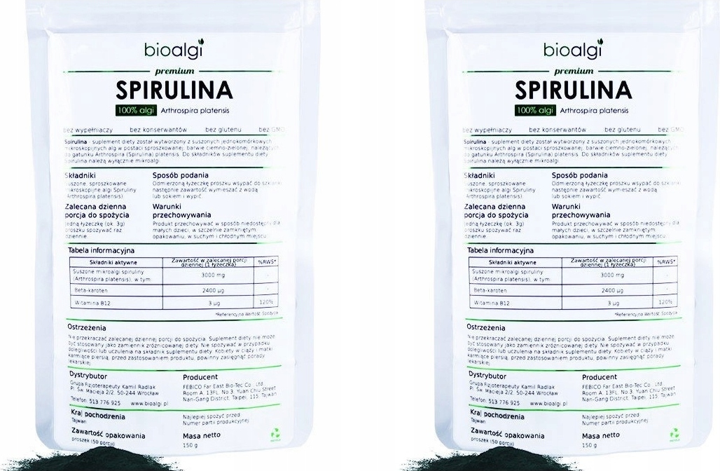 Bioalgi 2X Spirulina Platensis Bioalgen Pulver - Nahrungsergänzungsmittel Mit Hoher Nährstoffkonzentration