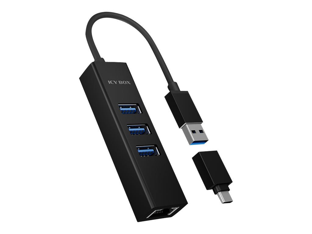 RAIDSONIC ICY BOX USB 3.0 HUB a LAN adaptér