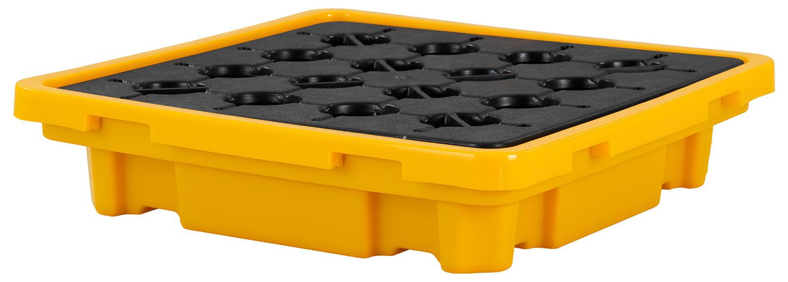 SucceBuy Auffangpalette 670x675x150 mm, Industrielle Auffangwanne mit 700 kg Tragfähigkeit & 43,2 L Kapazität, Trommelpalette mit Ablassfunktion für 1 Fass, Plattform für Lagerung und Transport