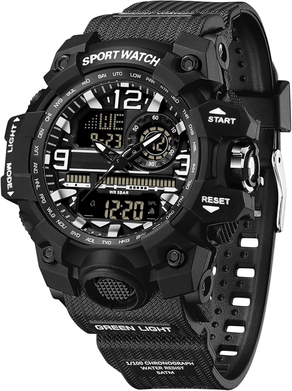 findtime Armbanduhr Damen Digital Sportuhr für Teenager Mädchen, Weiß Digitaluhr Analog Display Militär Wasserdicht Uhren Wasserbeständig bis 5 ATM