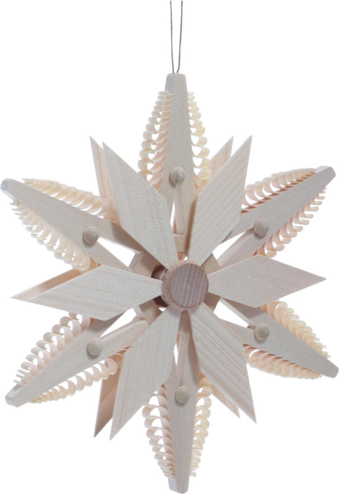 Sven Büttner - Erzgebirgische Holzkunst Fensterbild Spanstern mit Holzsternsegmenten doppelt ø 13 cm NEU