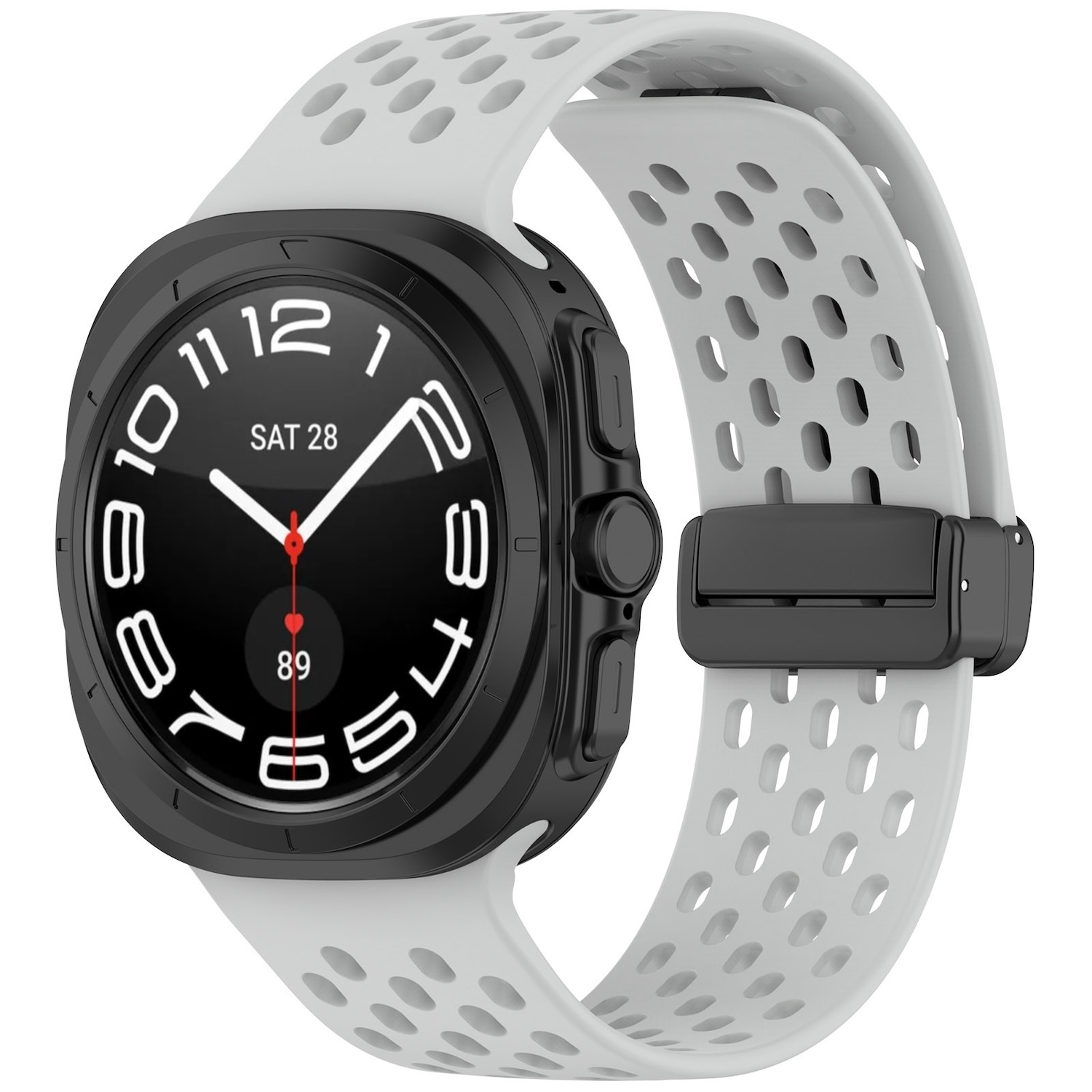 Pre Samsung Galaxy Watch Ultra 47 mm Silikónový dizajn Magnetická pracka Náhradný pás na ruku sivá