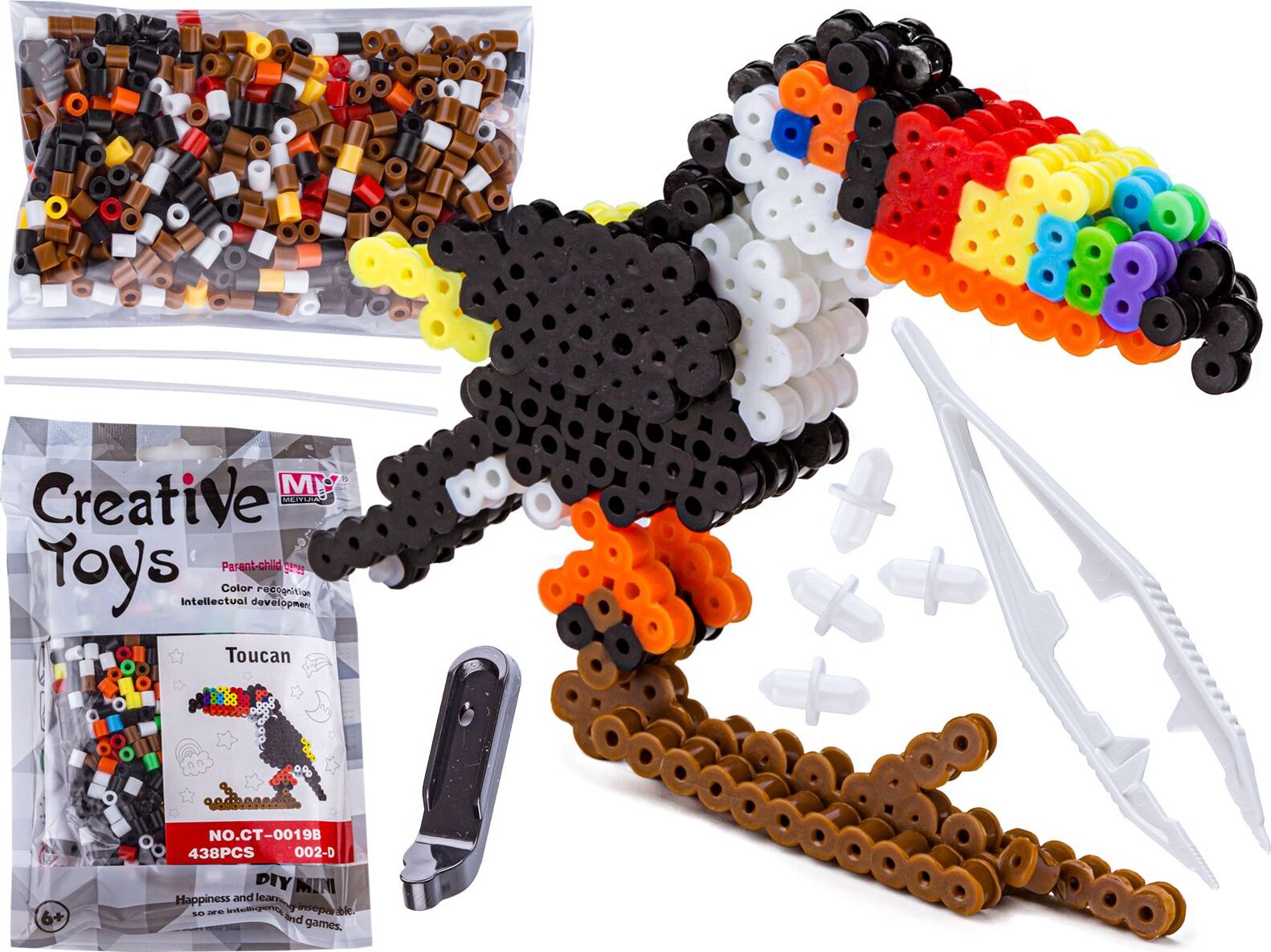 DK Bügelperlen 3D Version, TUKAN Bird, Sachet, Bügelperlen