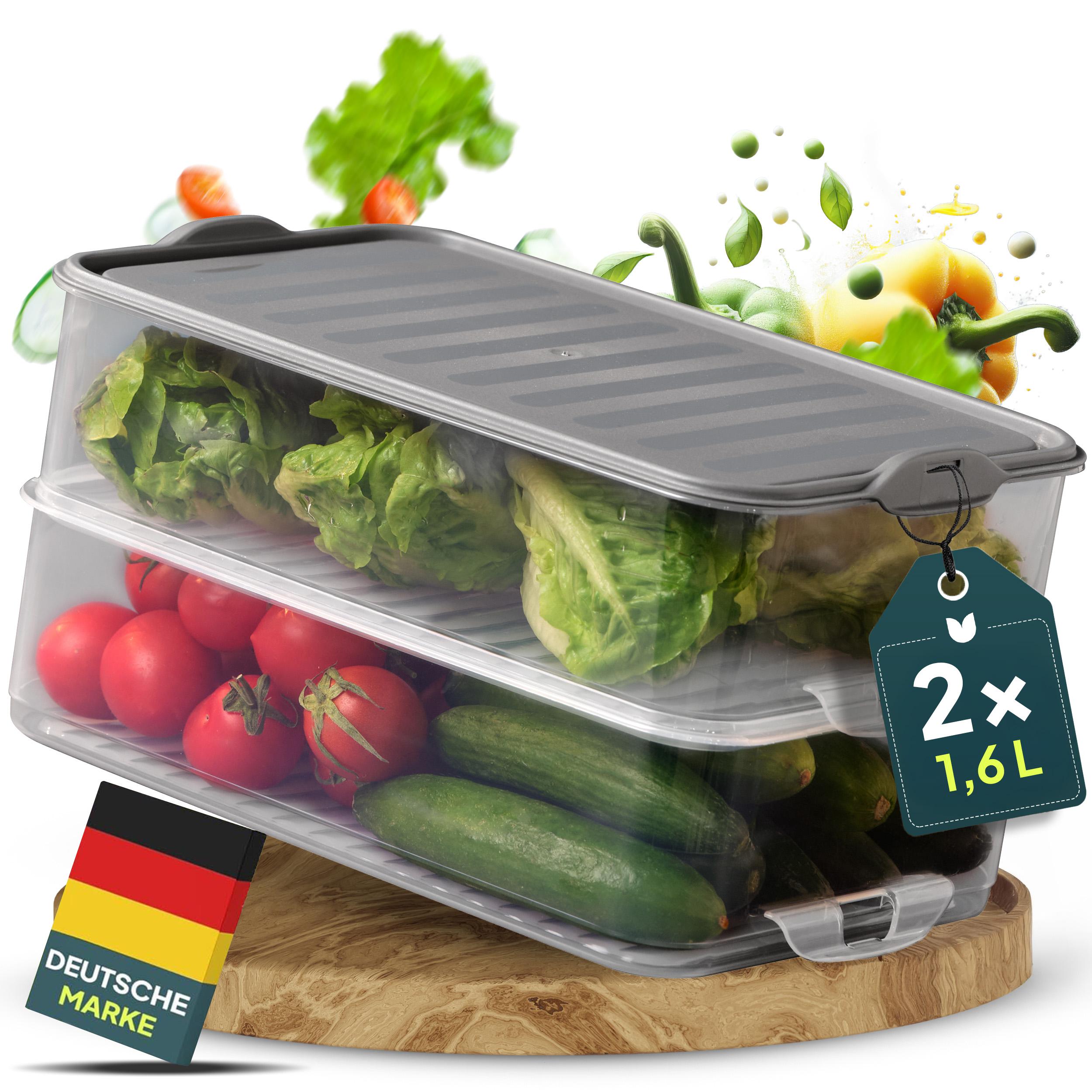 uandu GmbH uandu Aufschnittboxen für Kühlschrank, Wurst Aufbewahrung, Aufschnittbox Stapelbar, Kühlschrank Organizer, Aufschnittdosen, Aufbewahrungsbox für Wurst