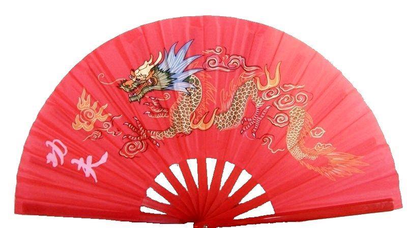 Abouki Art Factory 003 Tai Chi- Kung Fu Asia- Wand- Deko-China- Fächer Pvc rot Drache