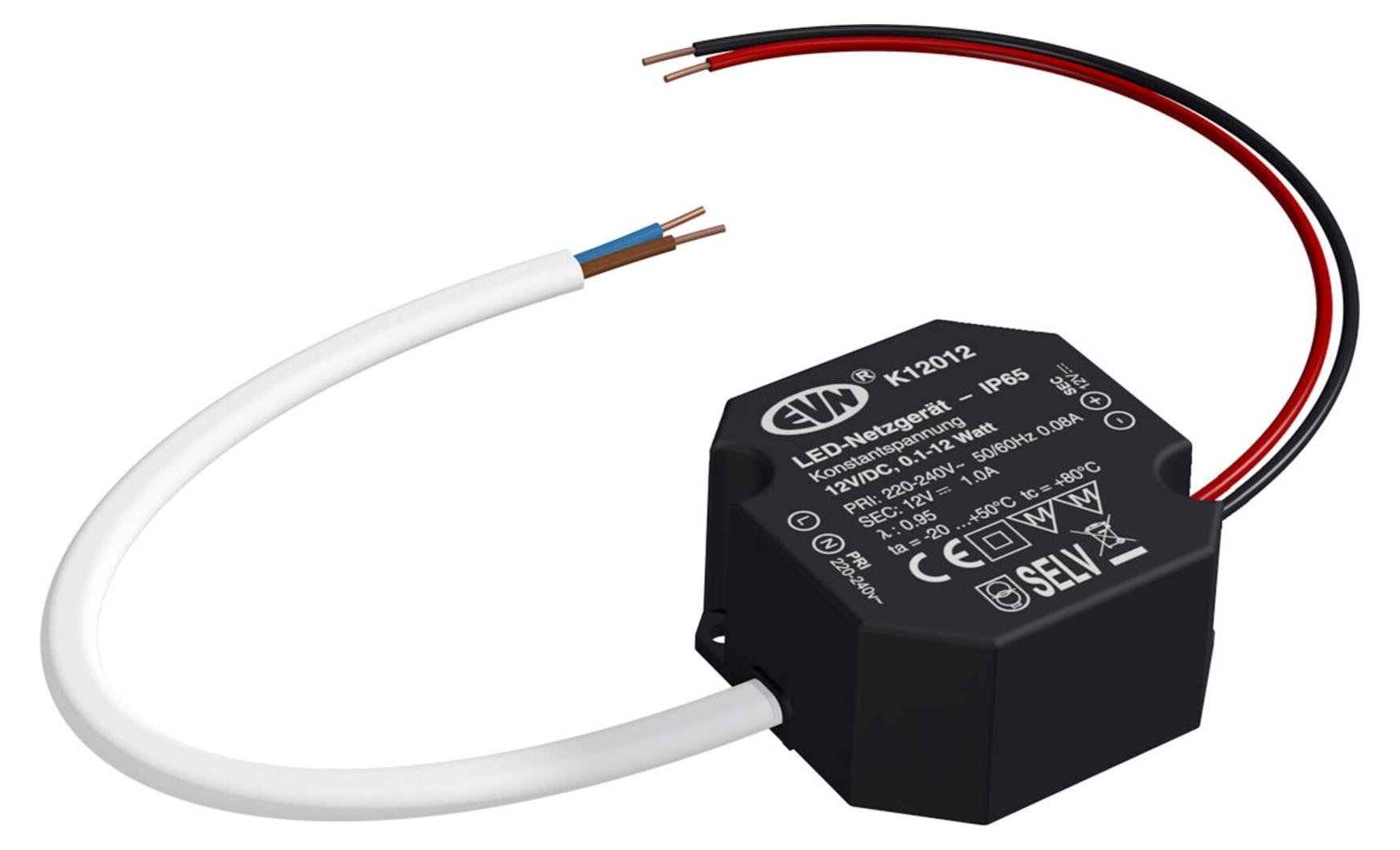 EVN LED-Betriebsgerät Kunststoff 0.1-12.0W 12V DC Schwarz K12012