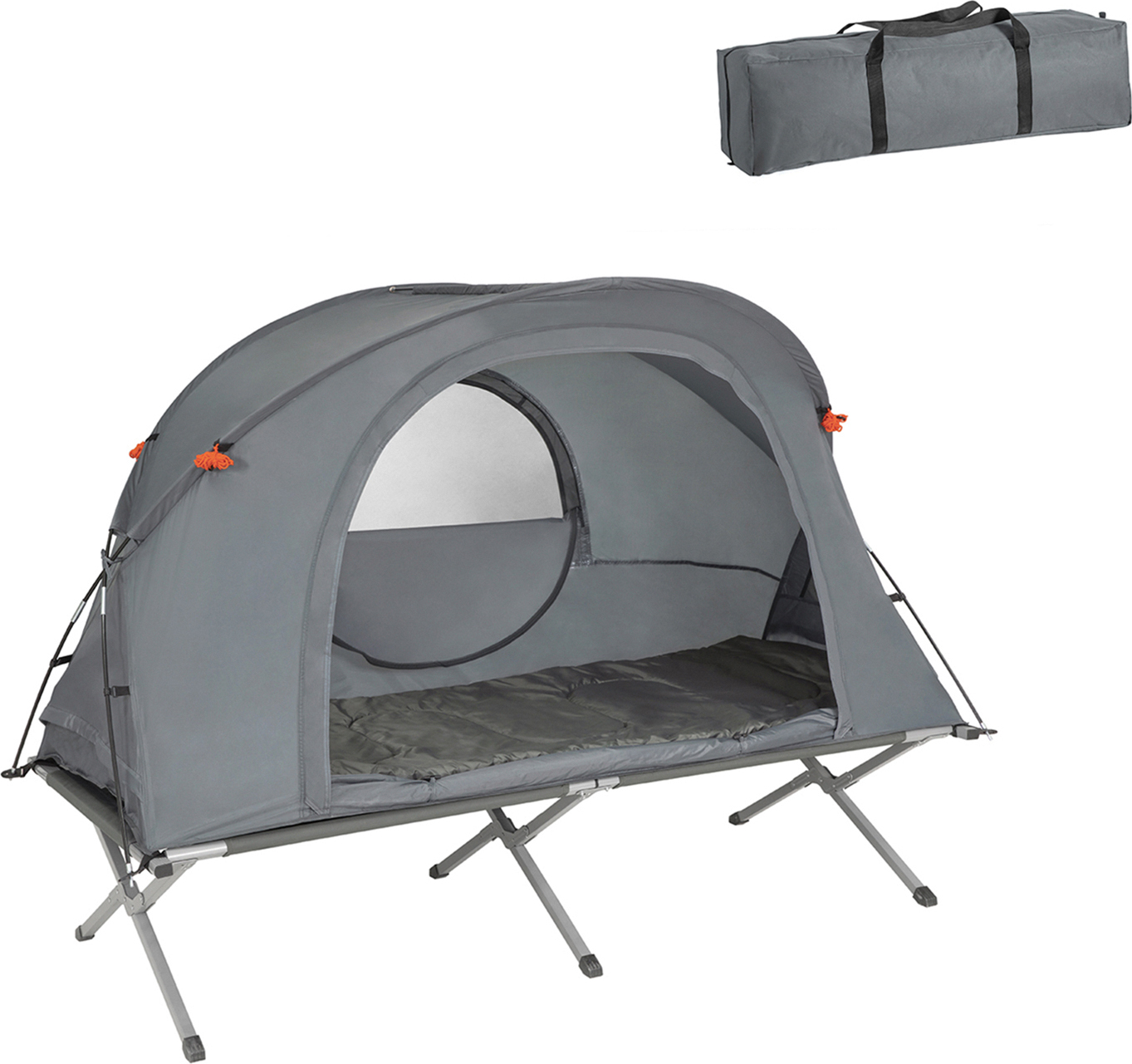 SoBuy OGS60 Feldbett mit Zelt Wurfzelt Feldbett 4in1-Zelt mit Campingliege Schlafsack Matratze und Zubehör Zelt OGS60-HG