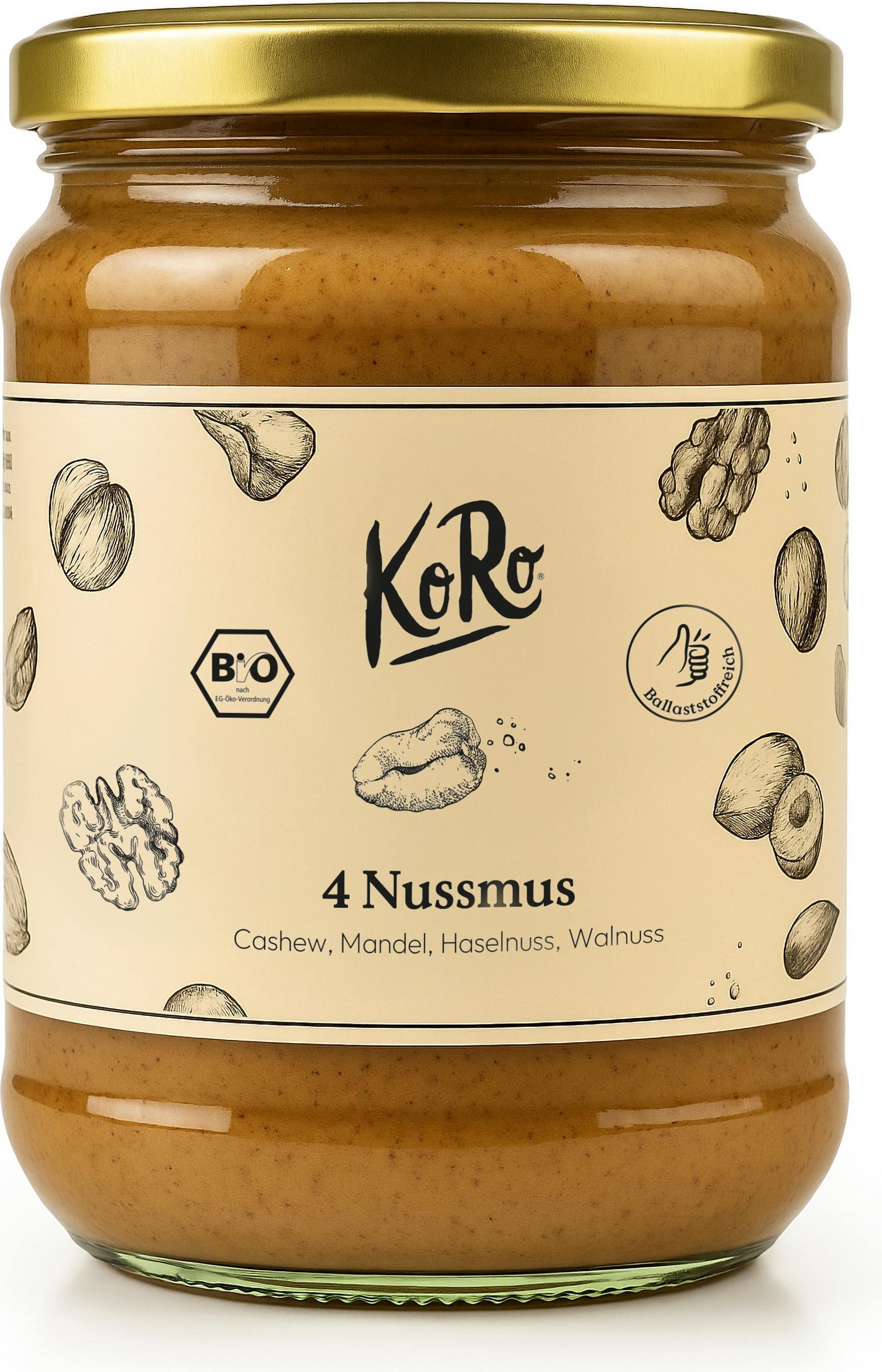 KoRo |4 Nussmus aus Cashew, Mandel, Haselnuss und Walnuss 500 g