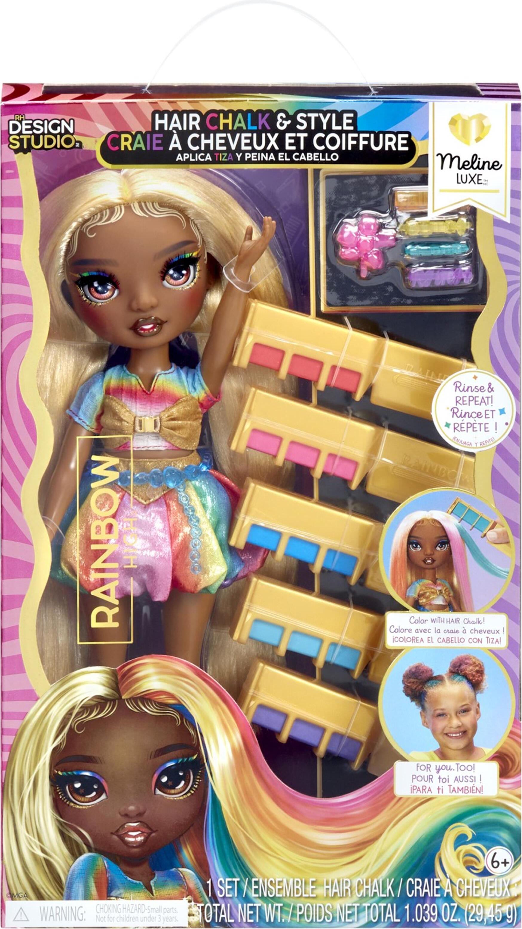 Mga Entertainment Regenbogen-High-Fashion-Puppe mit Haarkreide – Meline Gold 576-2679