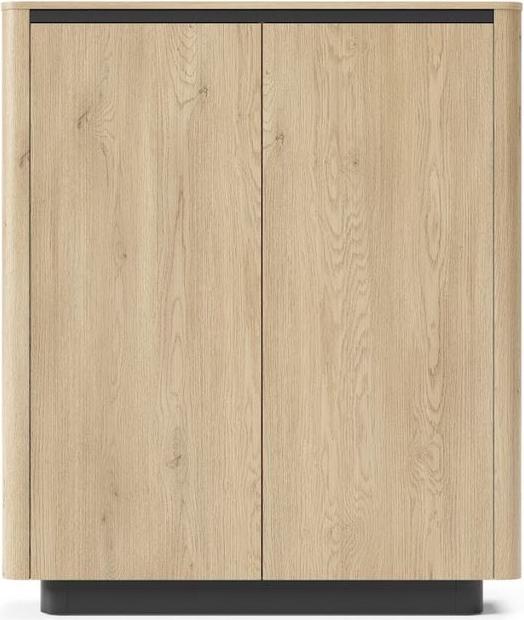 VENETI Hohe Kommode mit Türen FOLEY - Eiche cremona / schwarz 143-10-00064