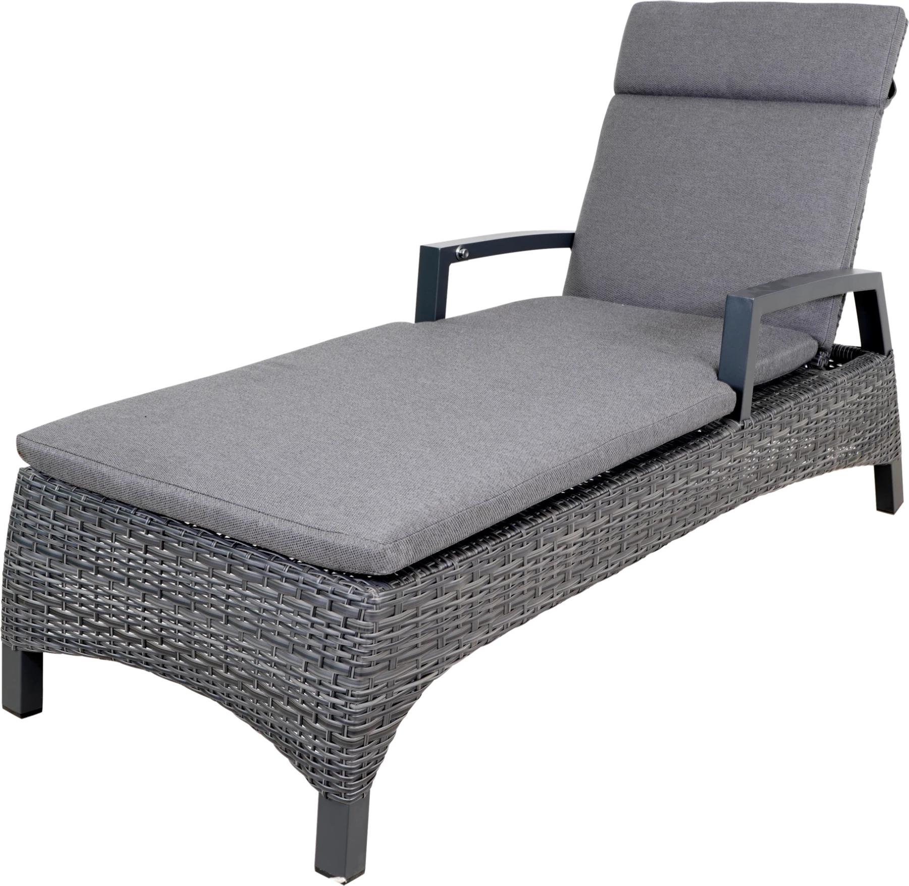 Sonnenliege - 167x70x107 cm - Aluminium - Geflecht Grau/Anthrazit