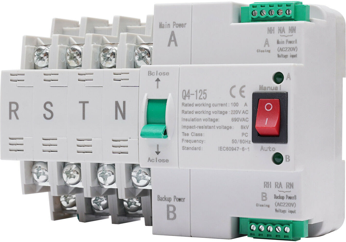 easybuy Umschalter Transferschalter Automatisch Dual Transfer Switch 4P 100A Netzteil 212445454554