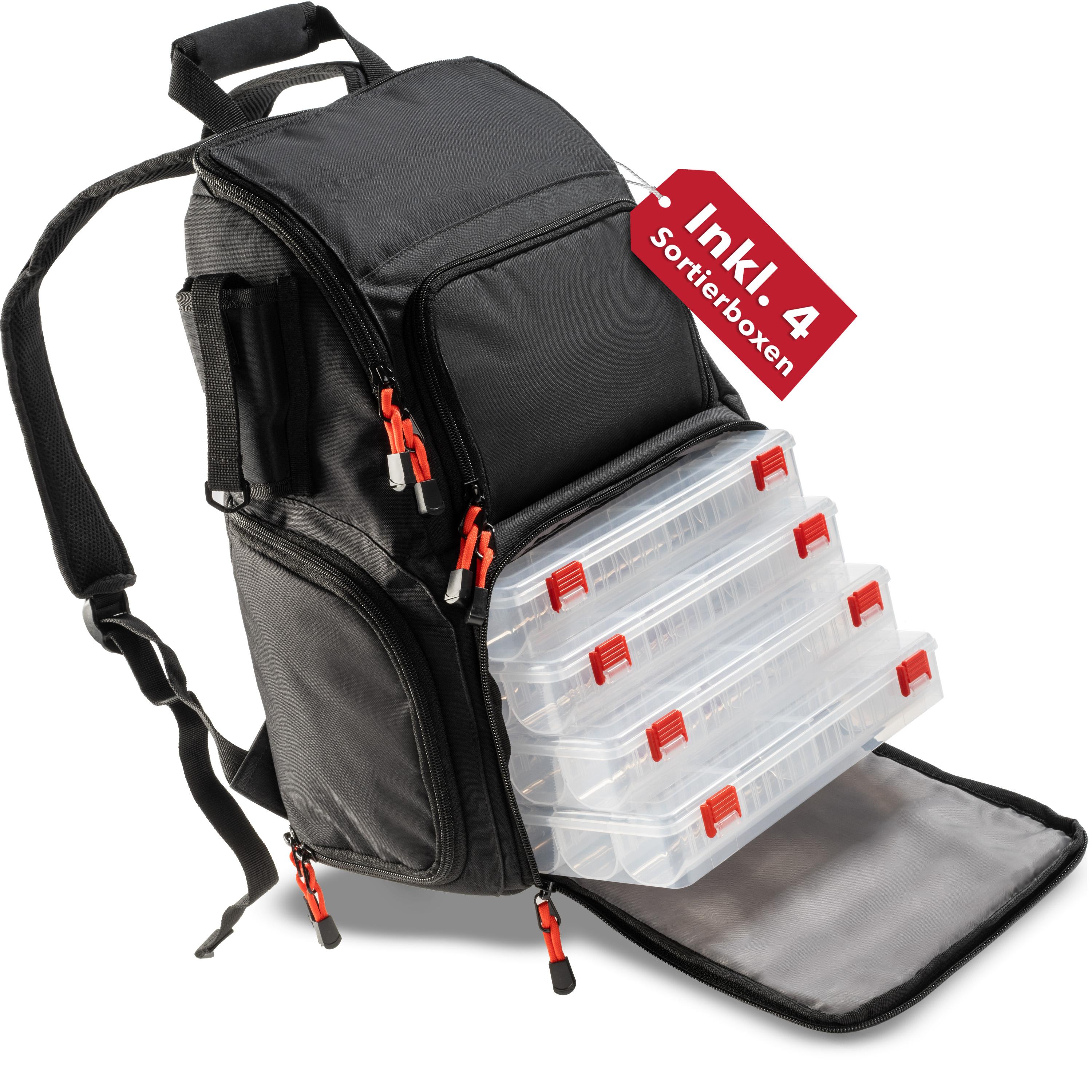 Paradox Fishing Angelrucksack mit 4 Boxen - Angeltasche
