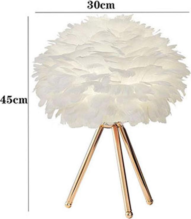 Cocosity Feder LED Tischlampe mit Druckknopf Gedämpftes Licht Dekoratives Gold Schreibtisch Bett Nachtlicht