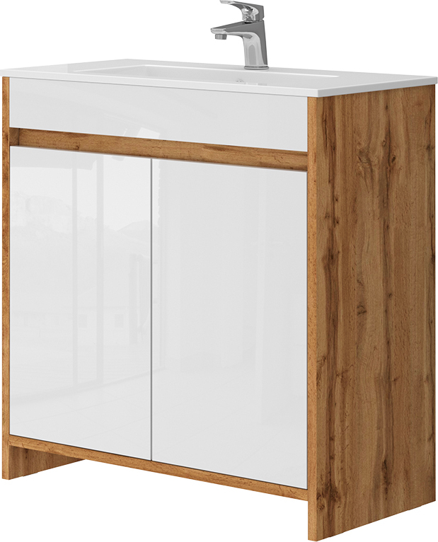 Waschbeckenunterschrank Vicco Lemgo Goldkraft Eiche 2 Teile, Model 49838
