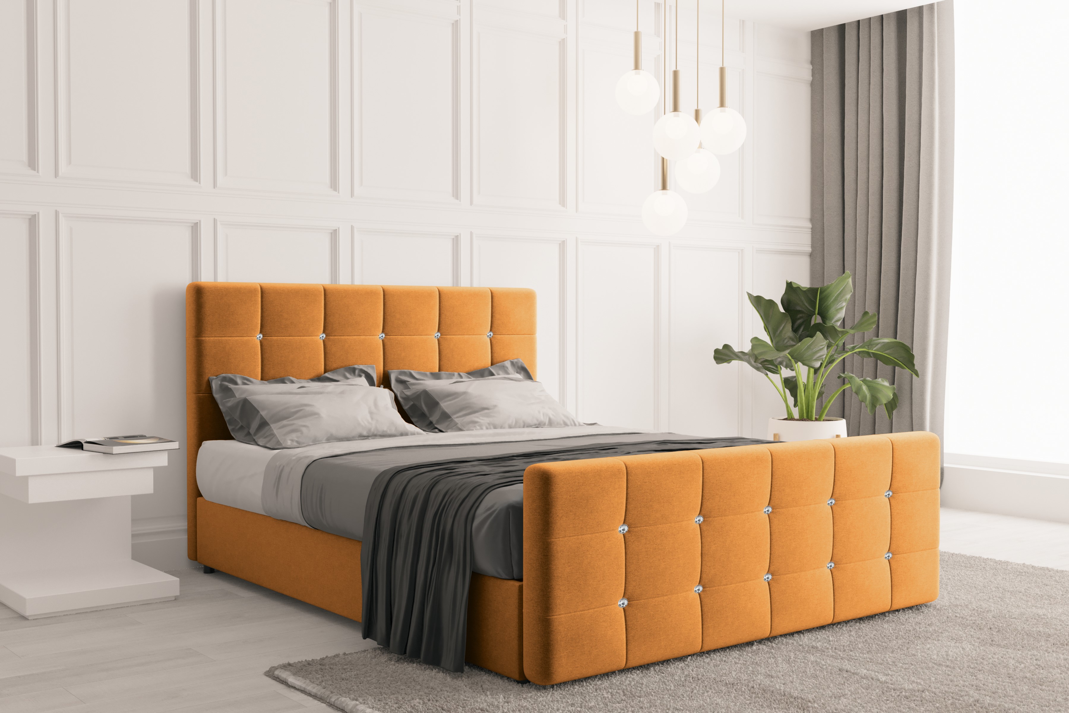 Skriňová posteľ s podnožou a matracom 180 cm x 200 cm, posteľ do spálne ROMA Orange