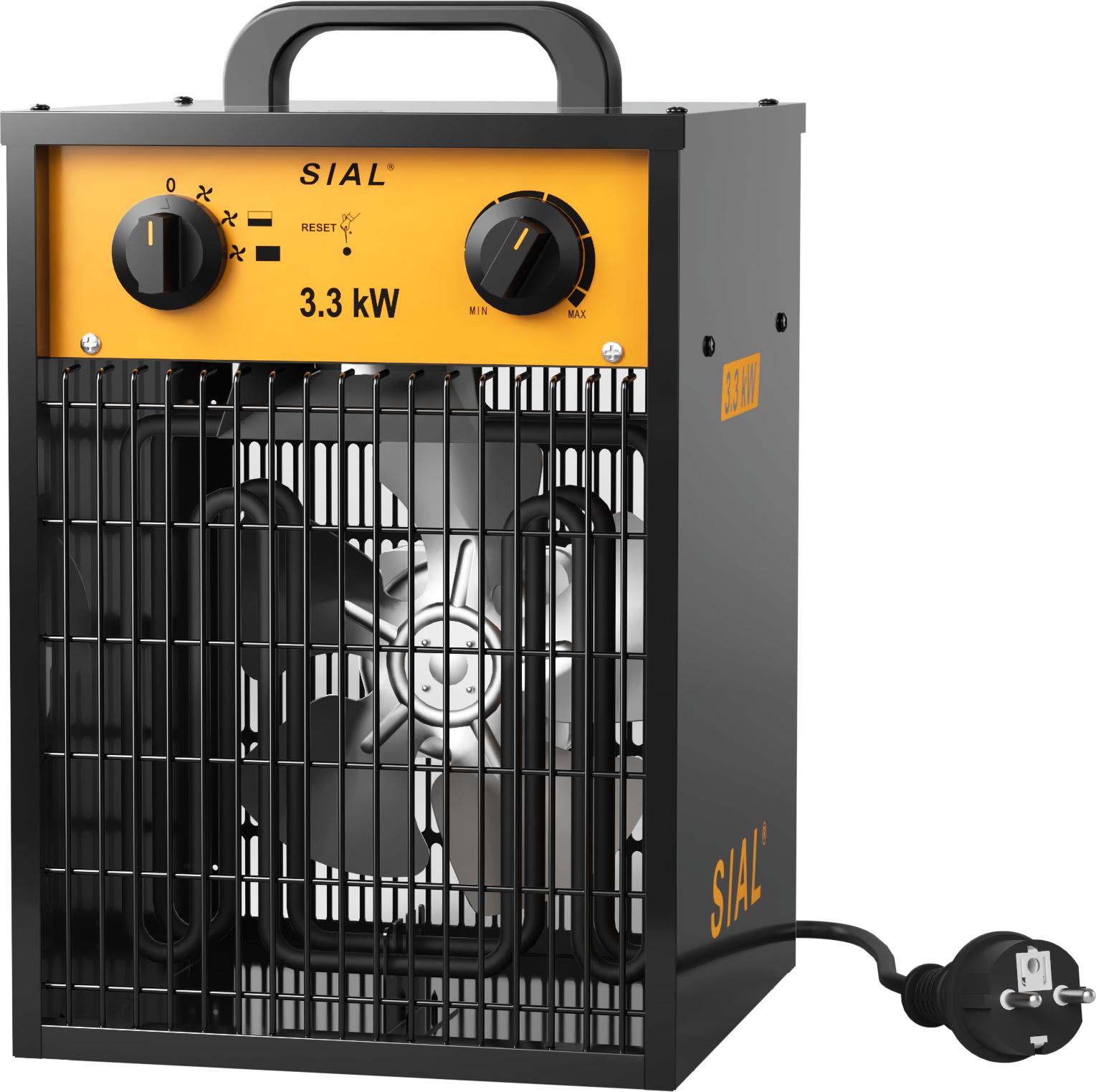 SIAL Priemyselný vyhrievač 3300W, termostat, 2 režimy, čierny (pre staveniská, dielne, garáže)