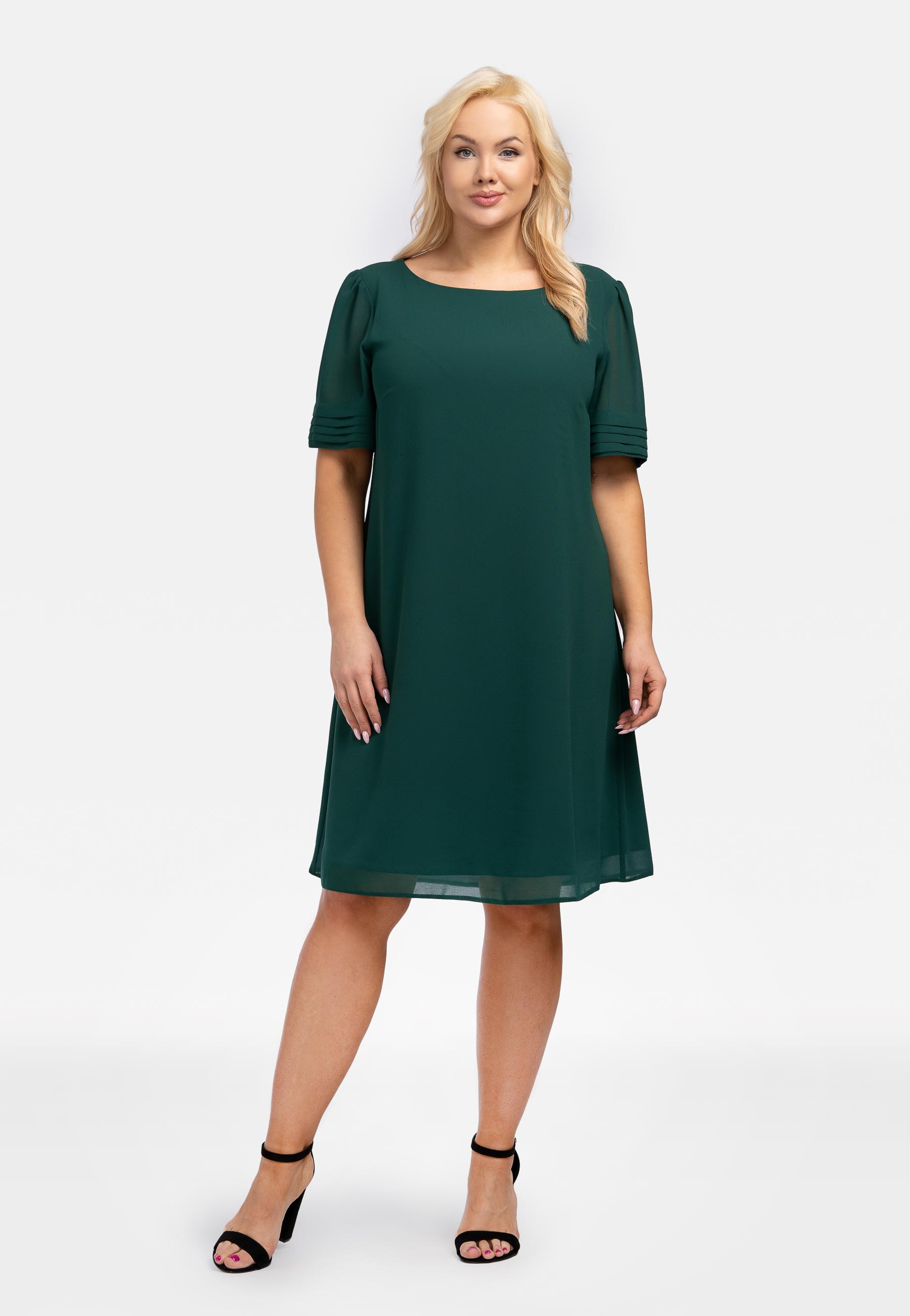 Kleid Chiffon, aus Schlichtes Lagen-Optik, Etuikleid Plus Size