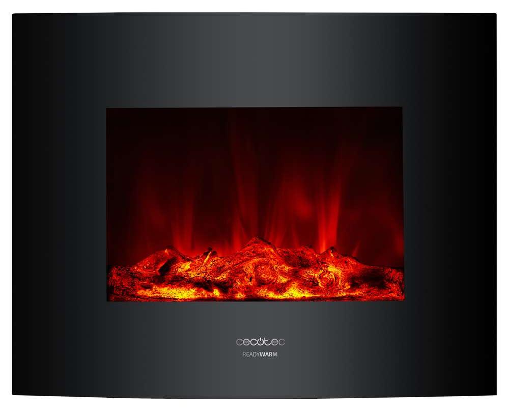 Cecotec Ready Warm 2600 Curved Flames, Vstavaný krb, Zatvorené, Elektrický, Čierna, Vnútorný, Obdĺžnikový