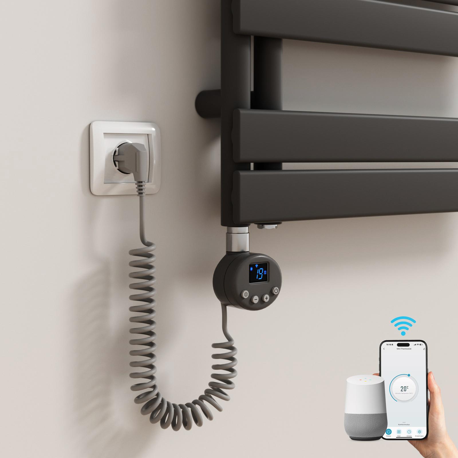 Heilmetz Smart WLAN Heizstab 900W für Badheizkörper, G 1/2" Standardgewinde, App & Sprachsteuerung (Tuya/Alexa), IPX4