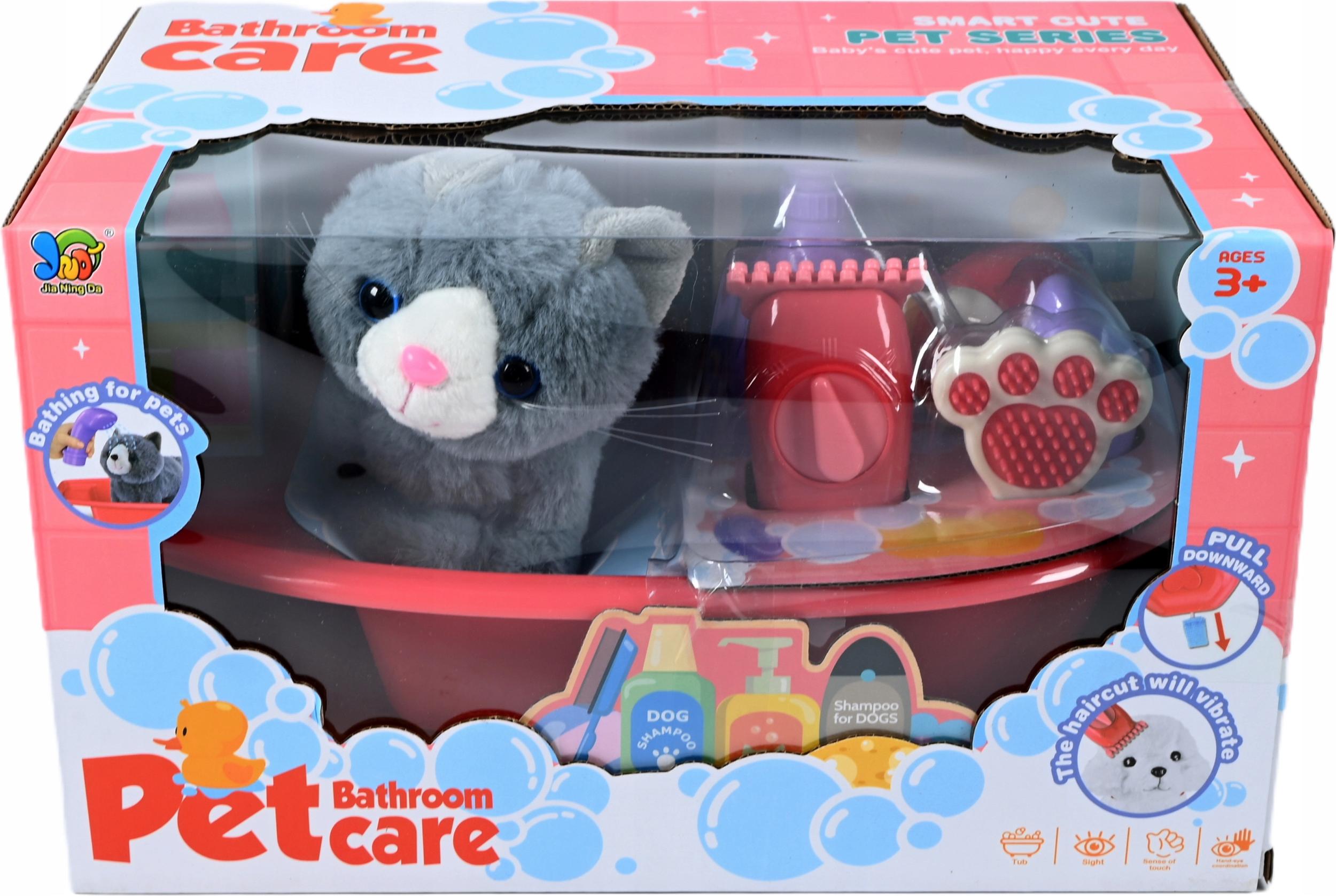 Midex Tierpflege Set mit Plüschkatze - Hundefriseur Spielzeug - Badewanne & Zubehör - Groomer Set