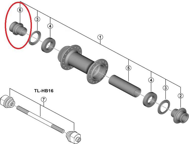 SHIMANO Achskappe HB-TC500-12 links 12 - präziser Abschluss für Vordernaben