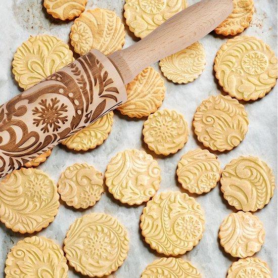 OEM Hölzerner Pasta- und Pizzadeegroller mit Schneeflockenmuster - 196 cm - für Gebäck, Fondant und Pasta 2026