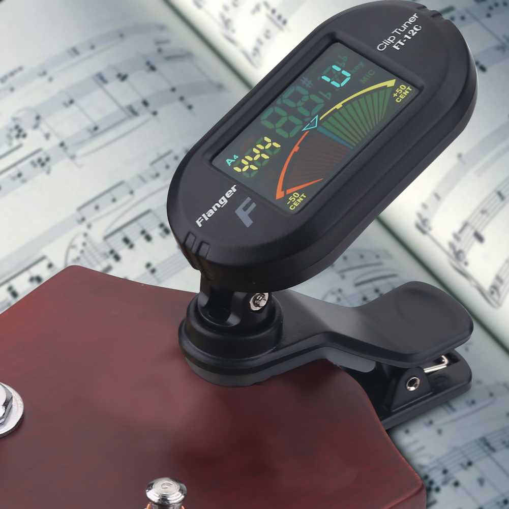 Cocosity Gitarren-Stimmgerät, Gitarren-Bass-Stimmgerät, Chromatisches Stimmgerät, Clip auf Gitarren-Stimmgerät, Gitarren-Stimmgerät-Clip, Ukulele-Stimmgerät, Gitarren-Clip-Stimmgerät, Buntes Display-Stimmgerät