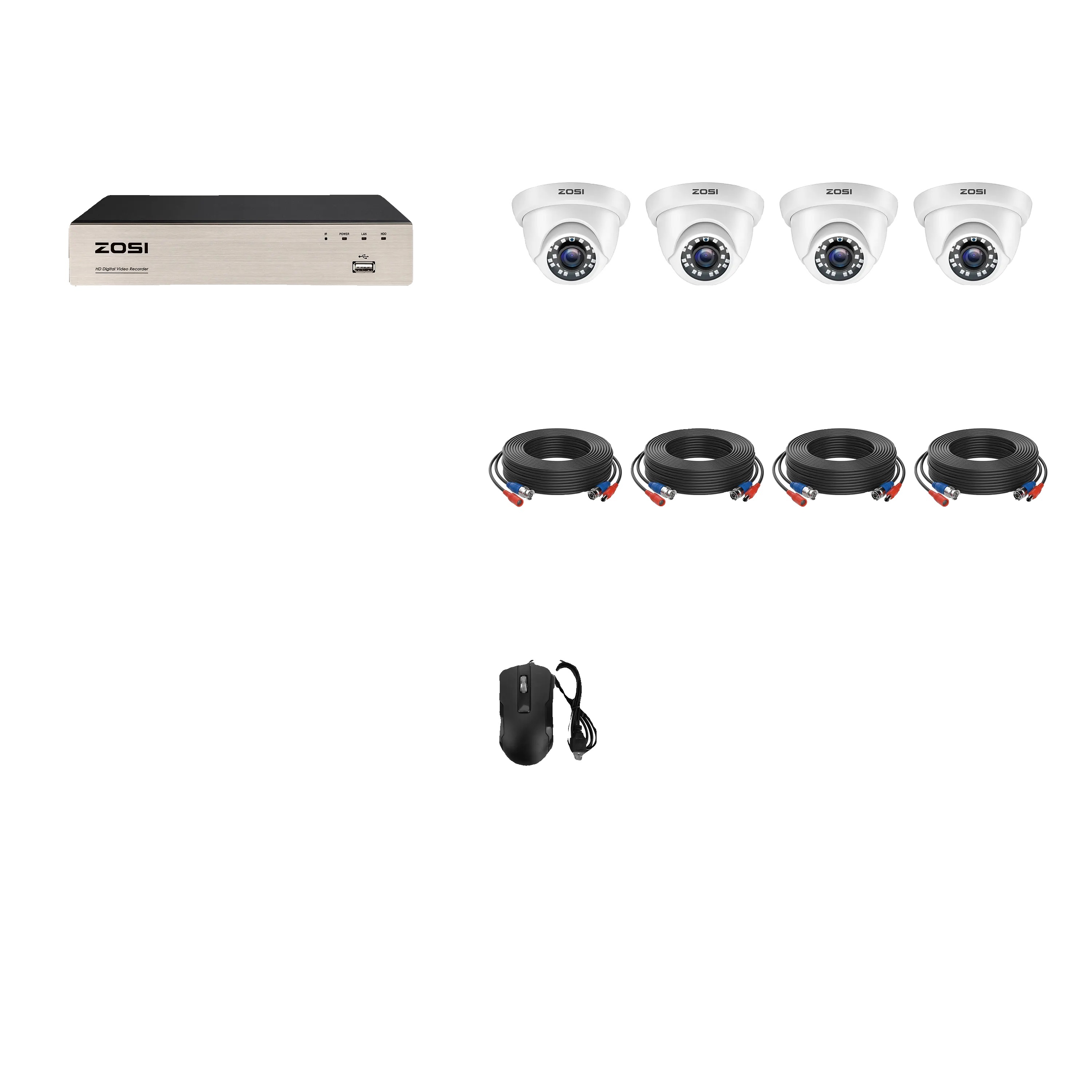 Bezpečnostný kamerový systém, 8-kanálový DVR, 4 kamery odolné voči poveternostným vplyvom, nebesky modrá, žiadne