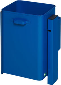 Mülleimer - Wand- oder Rohrbefestigung - 40 l - 550 x 410 x 330 mm (HxBxT) - enzianblau