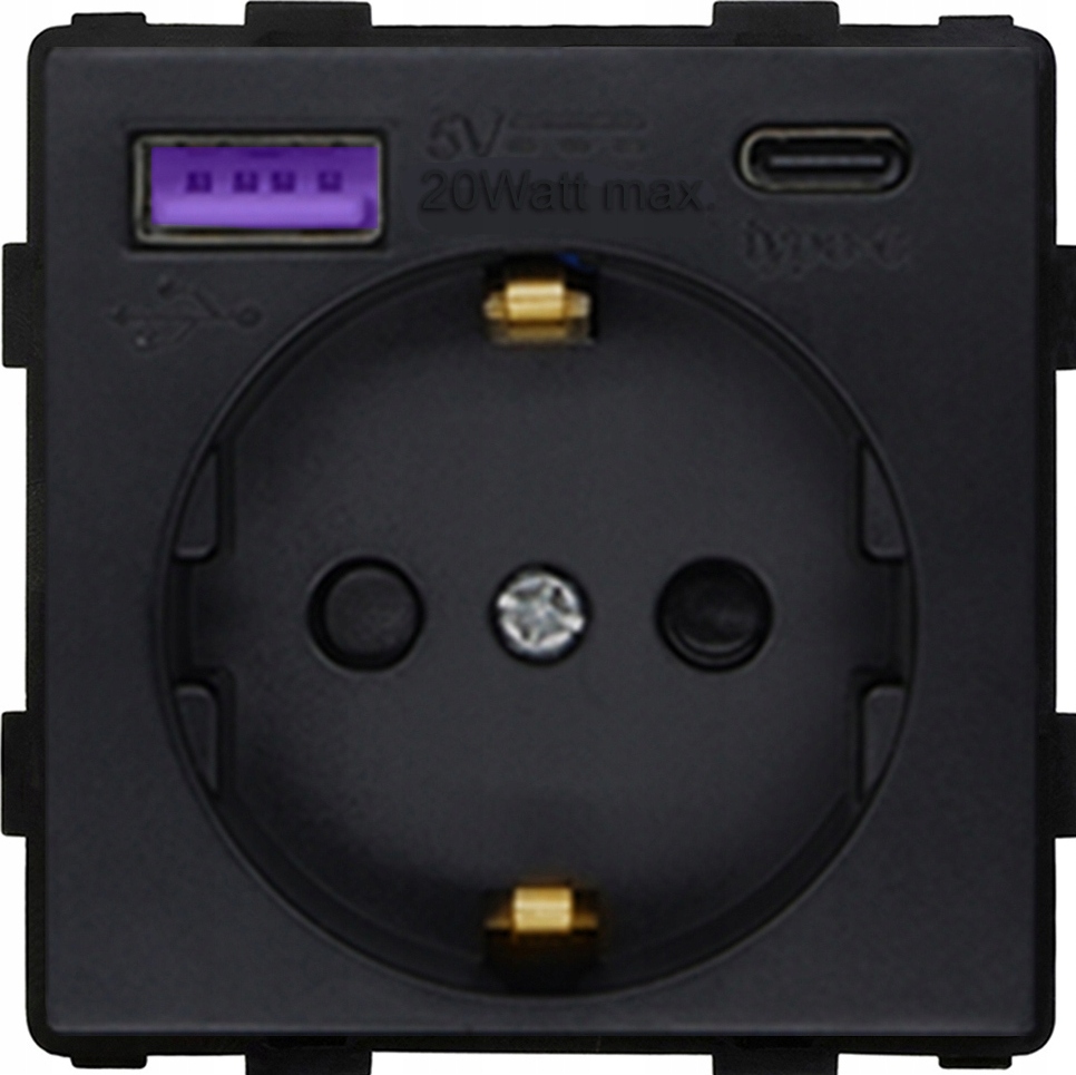 Steckdoseneinsatz 230V schwarz FastCharge USB AC RTX SH
