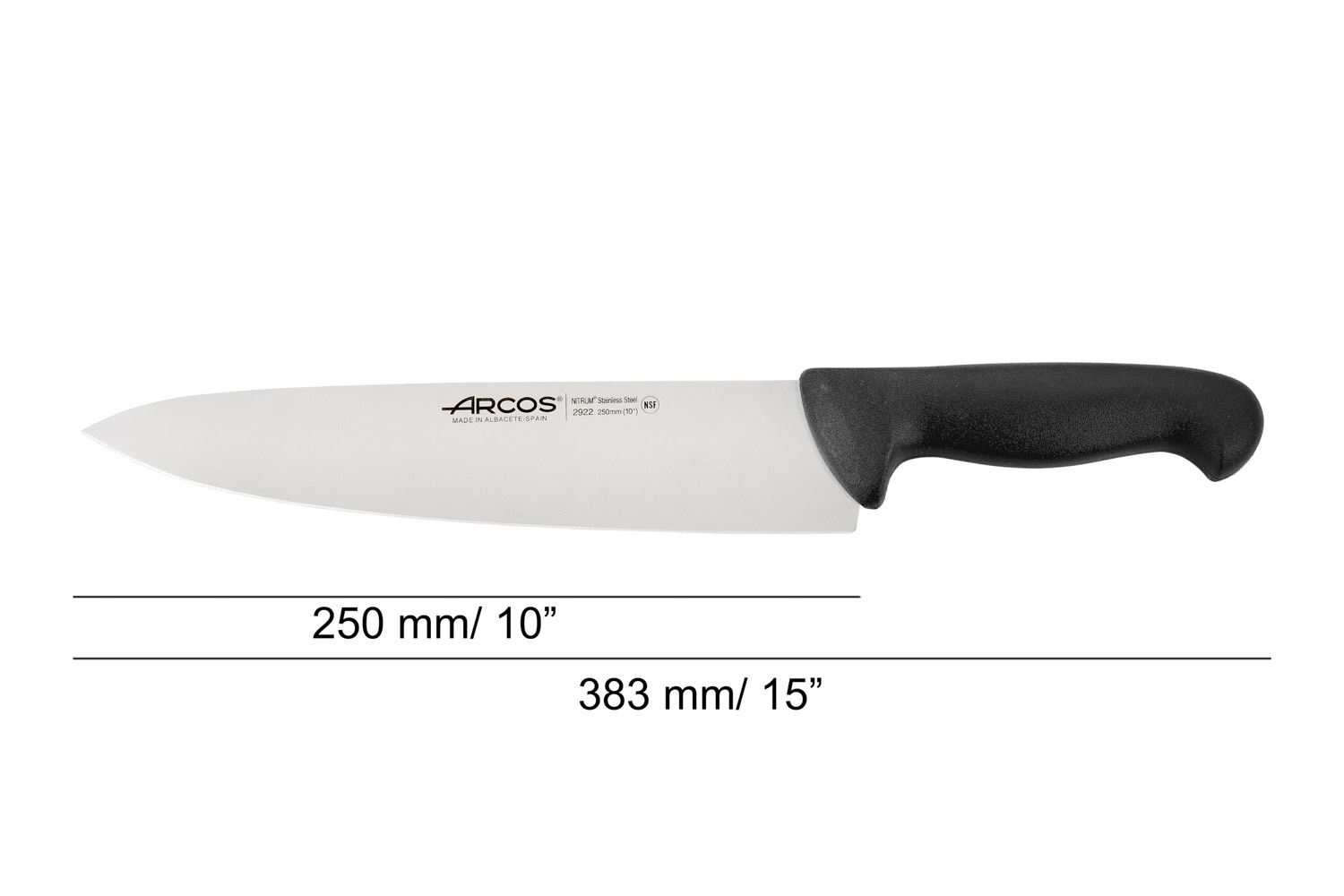 Küchenmesser 25 cm Schwarz - 2900 - Arcos 292225