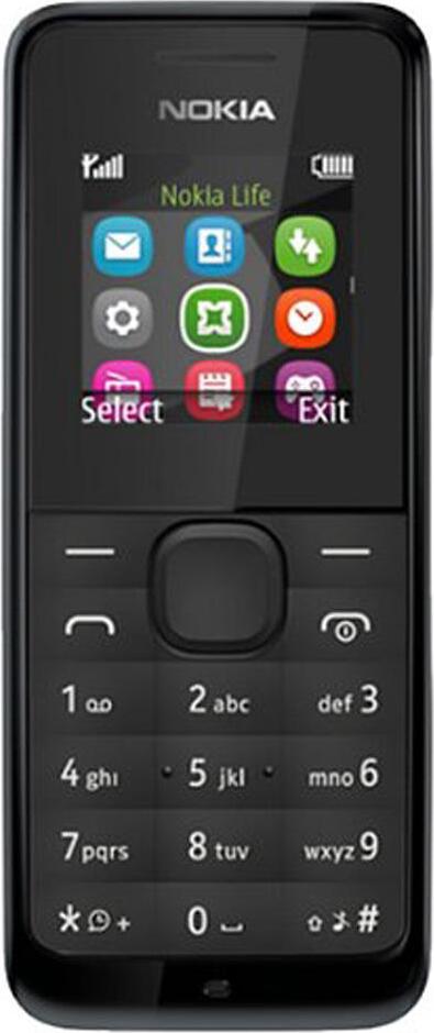 Nokia 105, Navýšku, Dual SIM, 3,68 cm (1.45"), 128 x 128 px, 800 mAh, Čierna