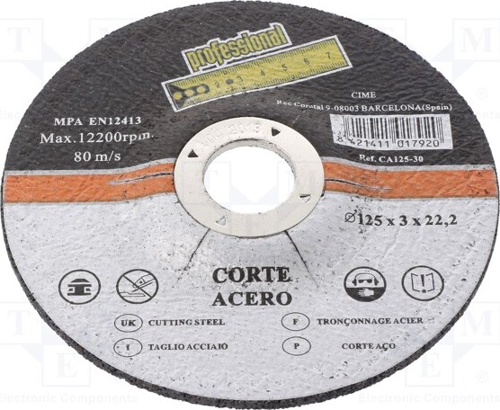 TNE 1x Schnecheibe ØÖffn: 22mm Ø: 125mm St. Schleifscheibe: 3mm CA12530 Schneide- und _1GH_MED.CA12530