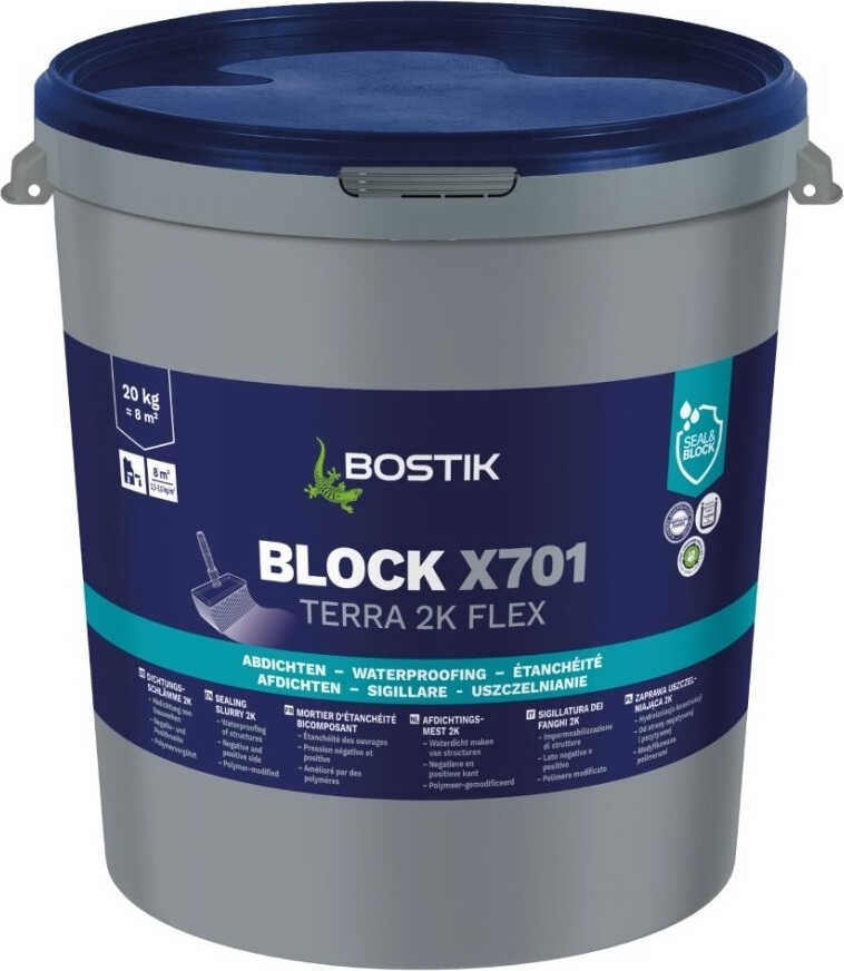 Bostik Block X701 Terra 2K Flex Bauwerksabdichtung 20kg Hohbock Teil A und B 30621717