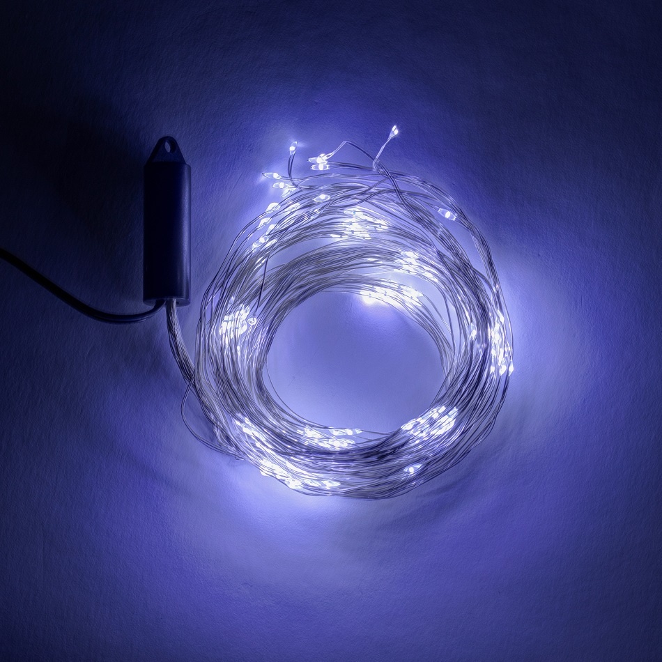 DECOLED LED-Lichterkette, 12 x 1,5 m, eisweiß, 180 Dioden EL01