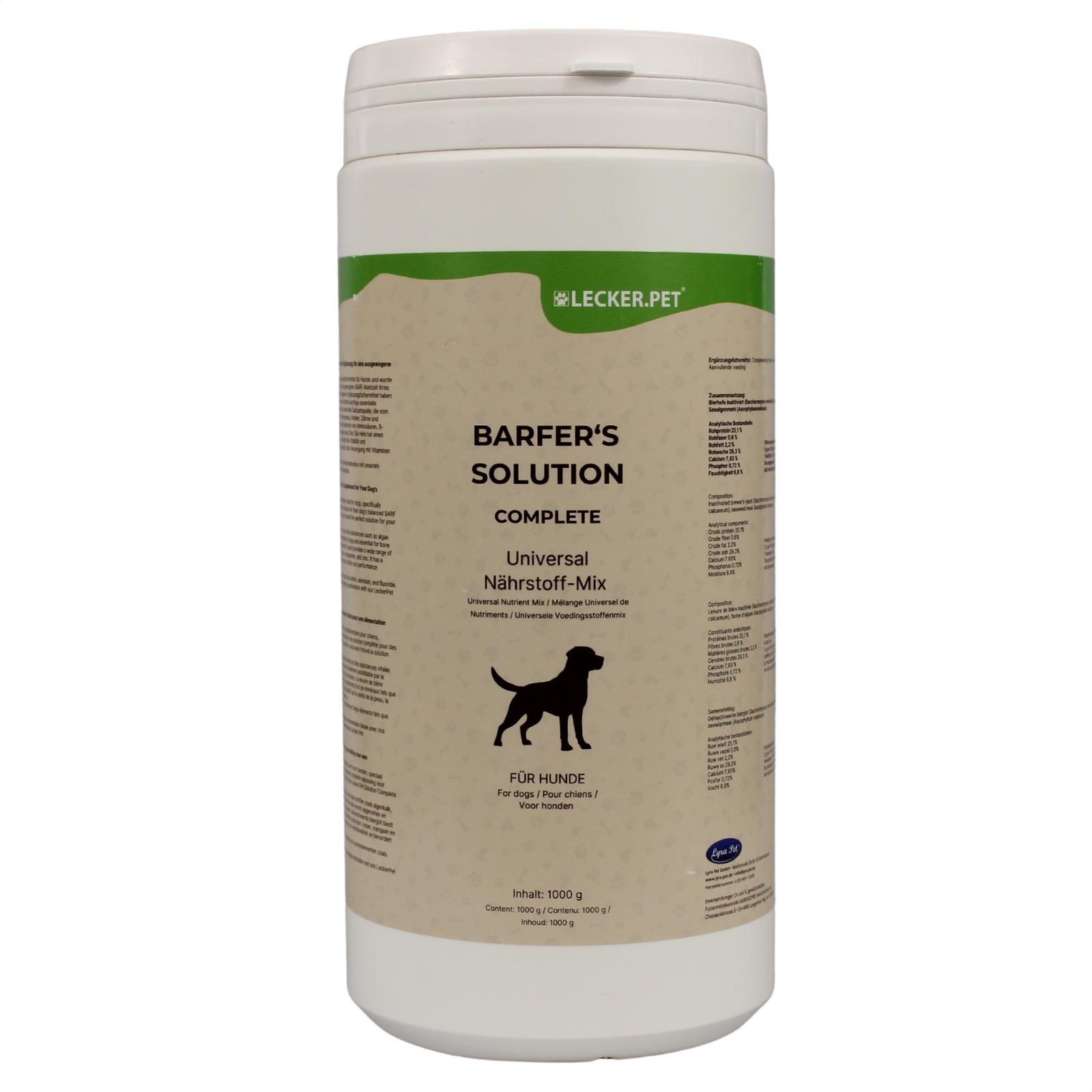 1 kg Lecker.Pet® Barfer's Solution Complete Universal Nährstoff Mix Pulver für Hunde 54177-001