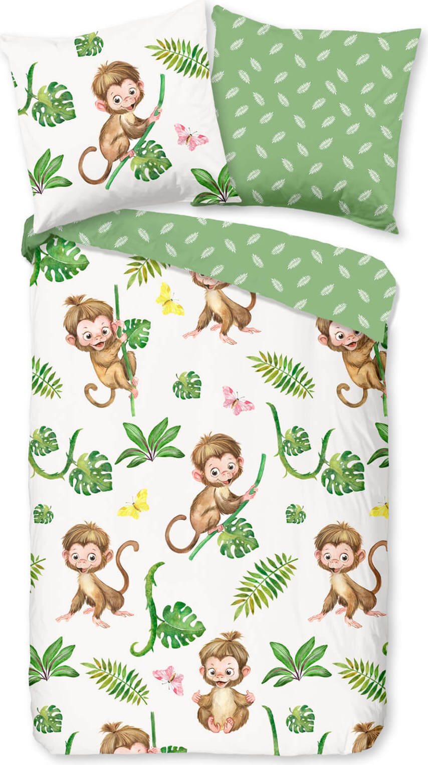 ESPiCO Bettwäsche Trendy Bedding Kletteraffe Grün 135 cm x 200 cm