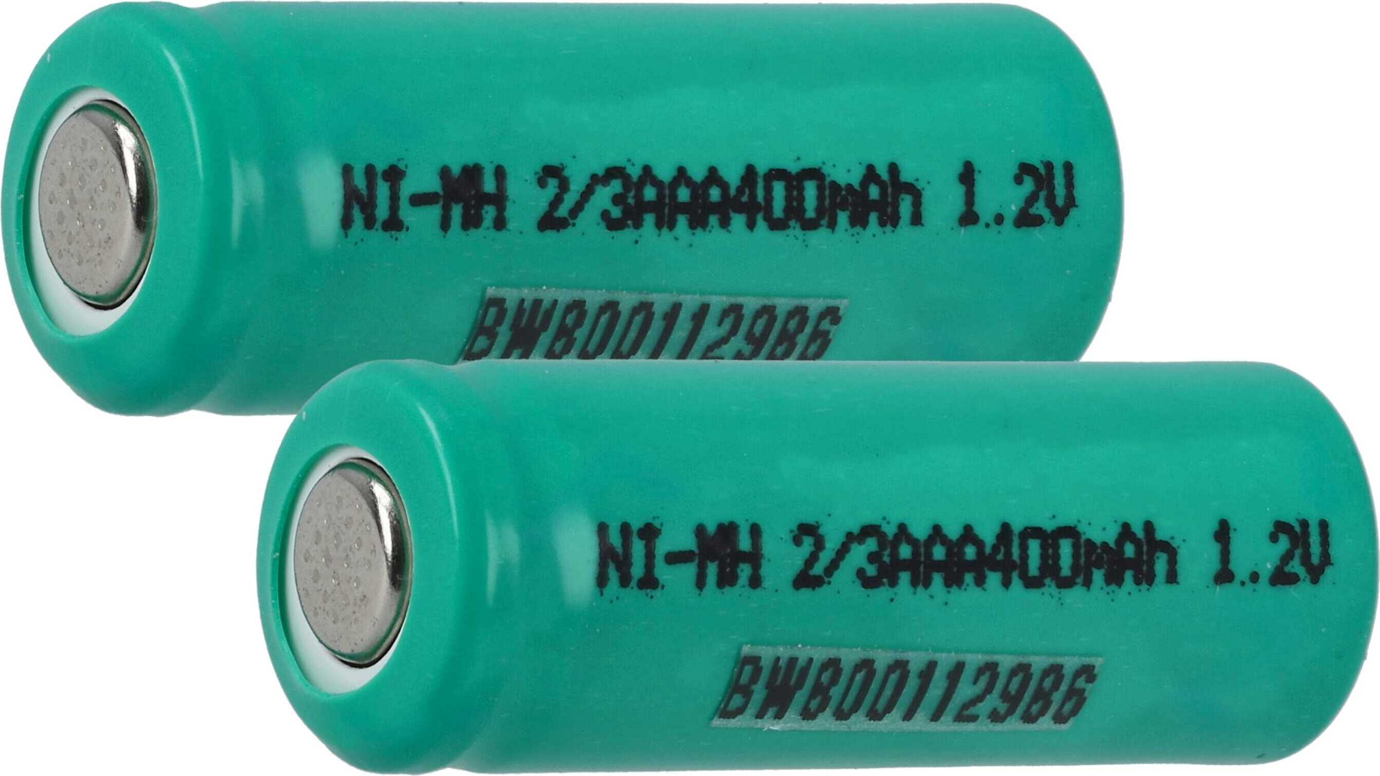 vhbw 2x Akku-Rohzellen Ersatz für 2/3AAA für Akkus - 400 mAh, 1,2 V, NiMH 182432613