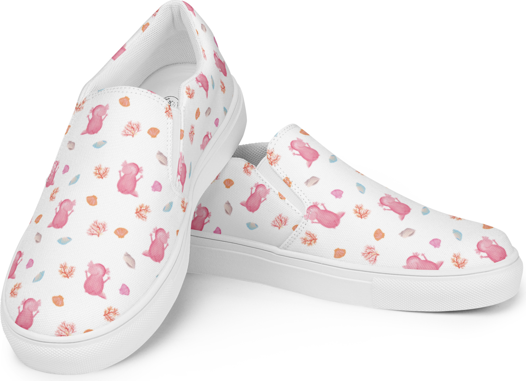 Mr. & Mrs. Panda Damenschuhe Axolotl Hurra Größe 40 - Weiß - Geschenk, Mokassins Damen, Schwanzlurch, Lurch, Slipper, Halbschuhe, Loafer, Spaß PD-1631509-STANDARD