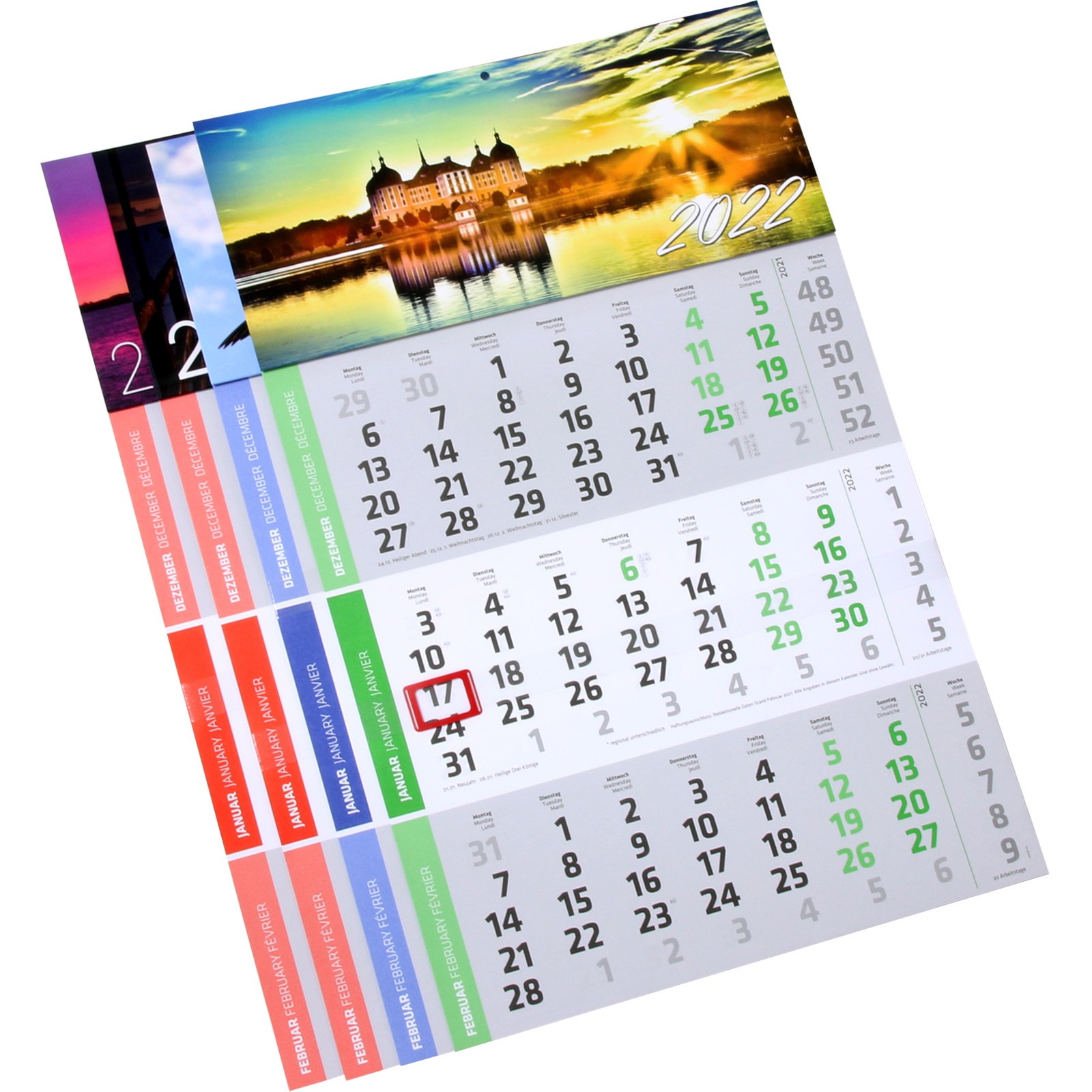 Wandkalender 2021 3 Monats-Kalender NEU Kalender Planer 