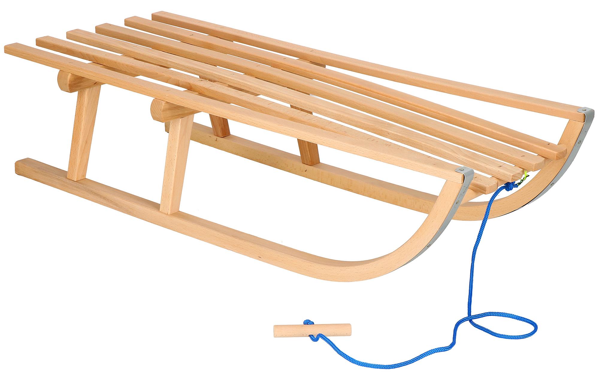 Muntel Schlitten, Holzschlitten, Kinderschlitten & Rodel für Erwachsene bis 100 kg, Babyschlitten ab 1 Jahr mit Zugseil, Kinderschlitten mit Rückenlehne 90 × 32 × 21 cm.