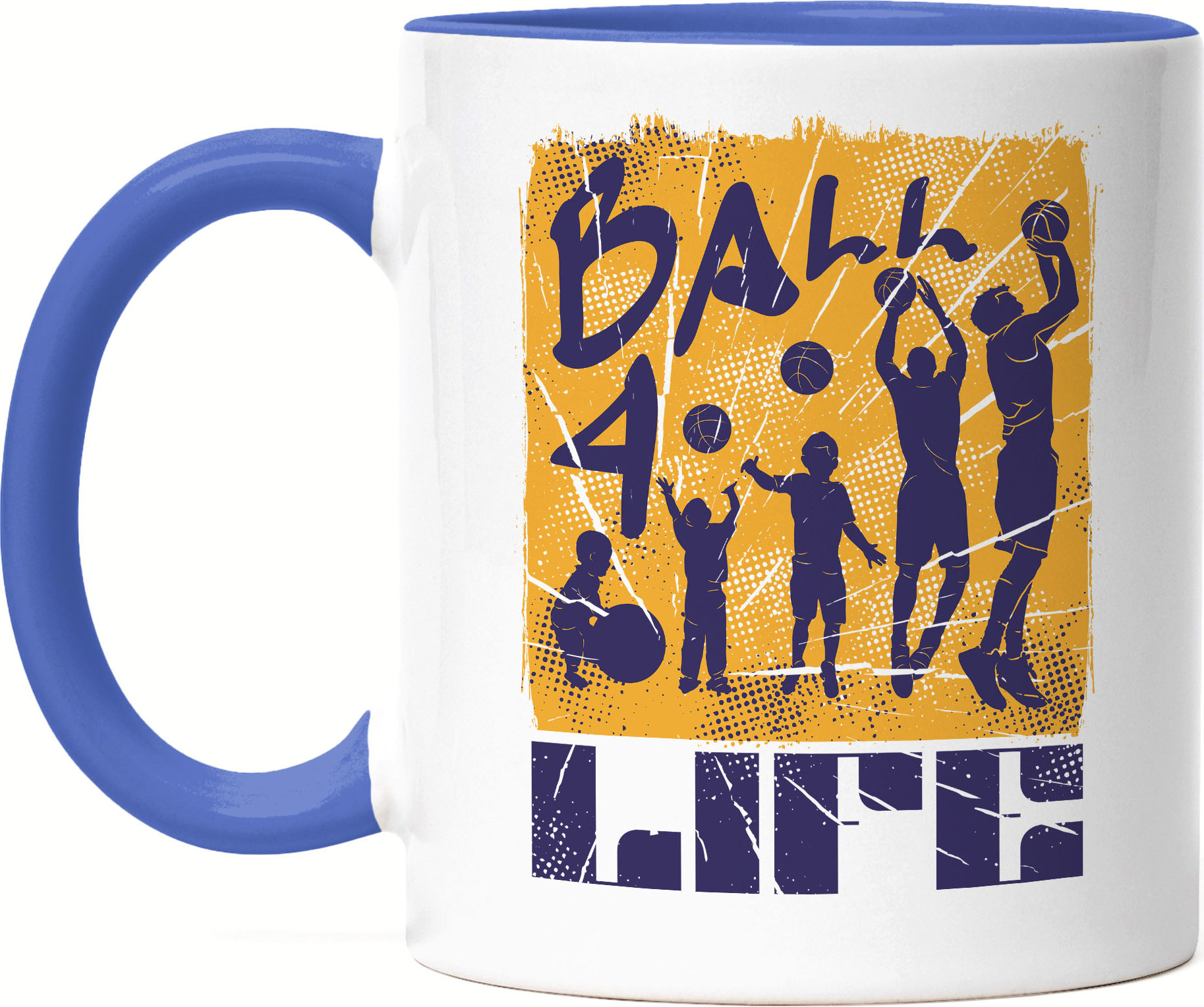 Hey!Print Basketball Tasse Blau Leben Sport Spieler Korb Teamsport Gewinner Ballsport Jersey Team Mannschaftssport HP-1791-T-Blau