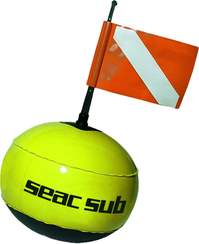 Seac Sub Seac Tauchboje fluoreszierend mit Fahne und 25m Leine 269321
