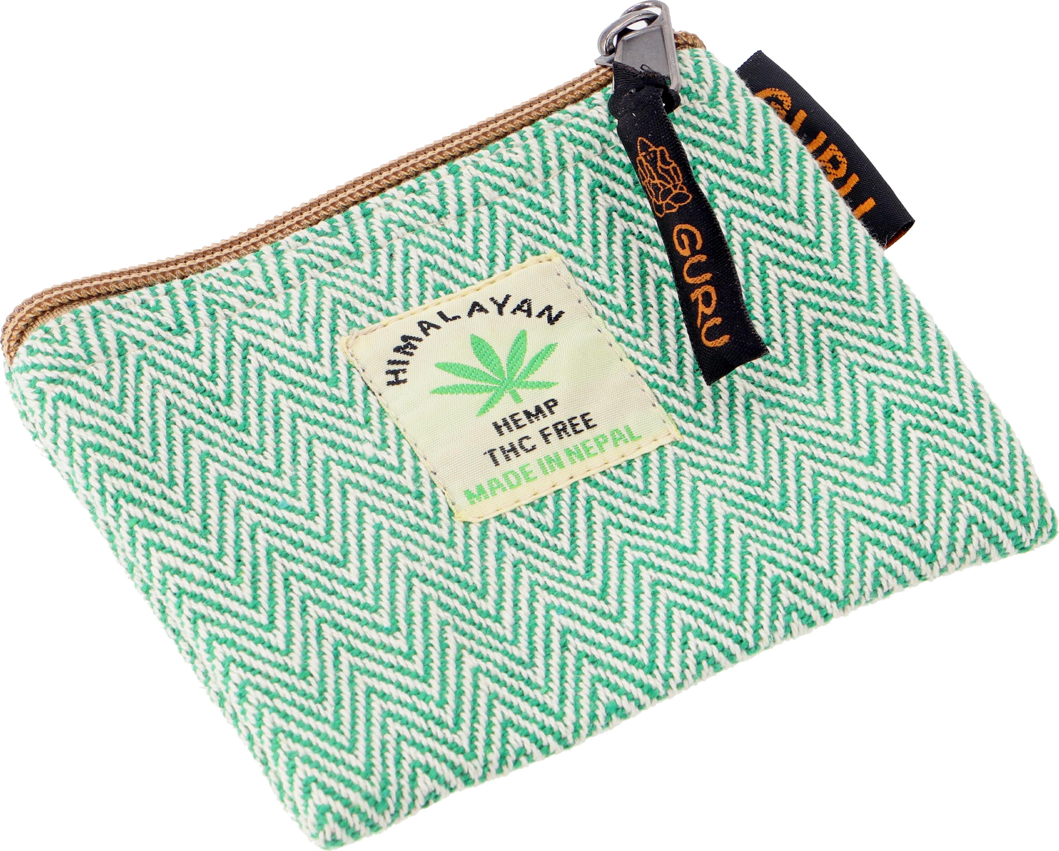 Guru-Shop Ethno Portemonnaie, Geldbeutel aus Stoff - Grün, Uni - Erwachsene, Baumwolle,Hanf, 10*10*1 cm, Portemonnaies 39510