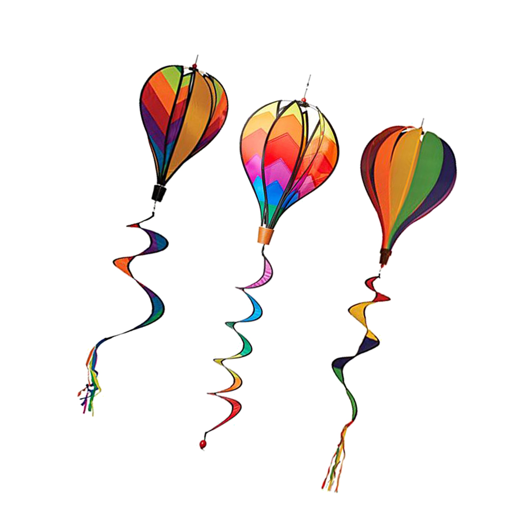 Heißluftballon Windsack Windspiel Ballon Windrad mit lockigen Schwanz 